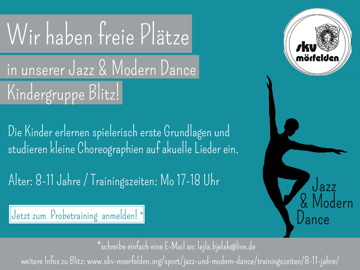 Tänzerinnen gesucht_Blitz_final Plakat freie Plätze Kindergruppe Blitz
